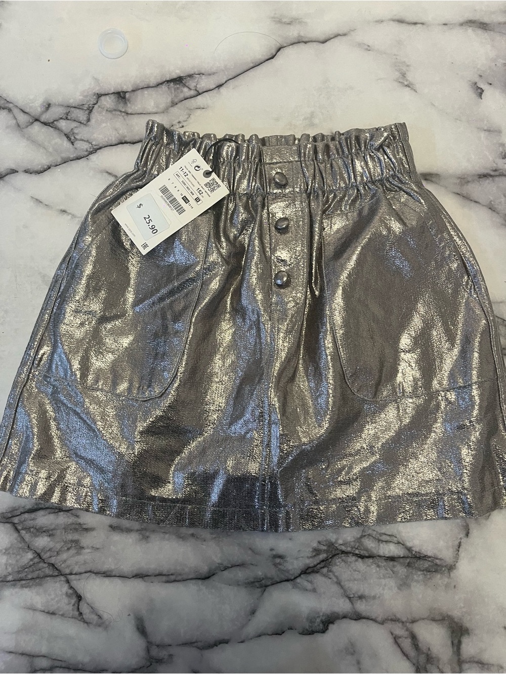 Silver Metallic Skirt by Zara